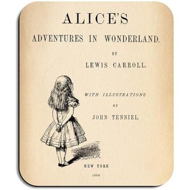 Imagem de Alice's Adventures in Wonderland por Lewis Carroll Mouse pad. Mousepad literário com design de livro Alice no País das Maravilhas, presente para livros, literário