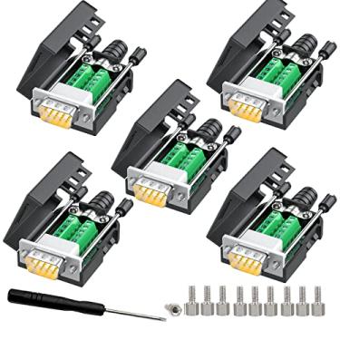 Imagem de JUXINICE 5 pacotes com 5 adaptadores seriais DB9 placa breakout módulo sem solda, D-SUB 9 pinos RS232 RS485 adaptador para conector de terminal com parafusos porcas e chave de fenda (5 peças macho)