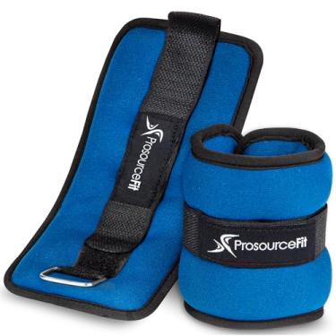 Imagem de ProsourceFit Conjunto de 2 pesos de pulso no tornozelo, ajuste confortável ajustável, 1,3 kg para mulheres e homens, azul