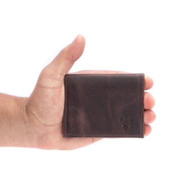 Imagem de Carteira Slim Masculina Compacta Em Couro  - VWAboots, Marrom