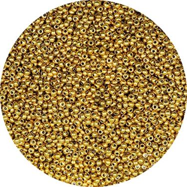 Imagem de Bala&Fillic Contas de semente redondas de 2 mm 9500 peças/100 gramas em saco 12/0 contas douradas pequenas artesanais para fazer joias, brincos, pulseiras, colar (dourado)