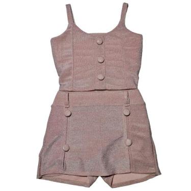 Imagem de Conjunto Short Saia Cropped Menina Roupa Festa Lurex - 2L Kids, Rosê, 