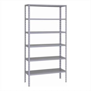 Imagem de Estante de Aço Estilo Industrial 6 Bandejas 90 cm Prateleira Suporta 120Kg com nichos Organizadora Livreiro Lavanderia Multiuso Maquiagem Quarto