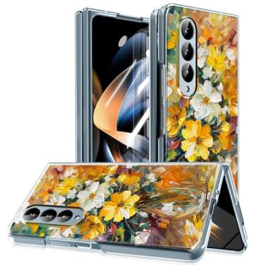 Imagem de MIDIIUGCT Capa magnética para Galaxy Z Fold 4, círculo magnético integrado e carregamento sem fio, capa à prova de choque de grau militar para Z Fold 4 [buquê de pintura a óleo] MUS-CXDZ-02-13