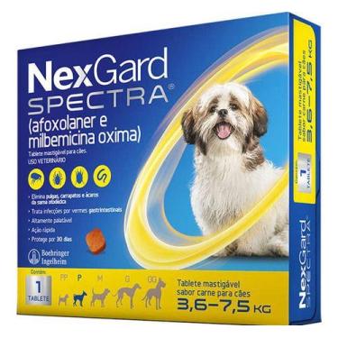 Imagem de Nexgard Spectra 3,6 A 7,5 Kg Antipulga Carrapato Sarna Verme