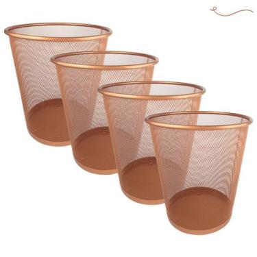 Imagem de Kit 4 lixeiras de escritorio rose gold 10l - Markys Store