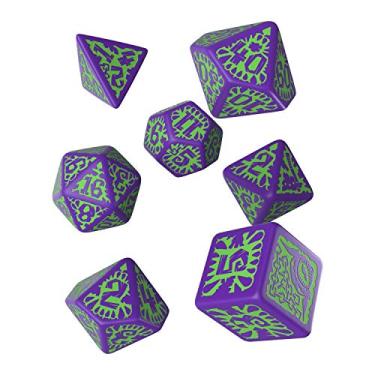 Imagem de Q-Workshop Pathfinder Rpg Goblin Purple & Green Ornamented Dice Set 7 Polyhedral Pieces (QWOPAT76)