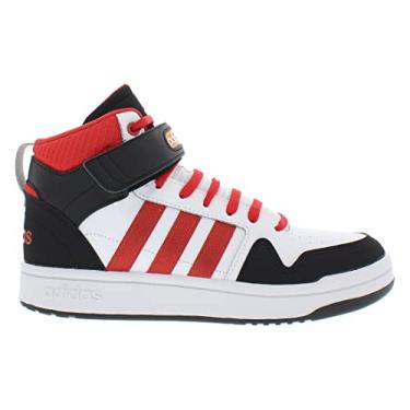 Imagem de adidas T nis de basquete masculino Postmove Mid, Branco/Vermelho/Preto-Branco, 10.5
