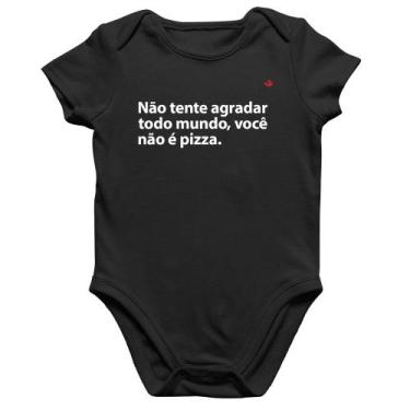 Imagem de Body Bebê Algodão Você não é pizza - Foca na Moda, Preto, P