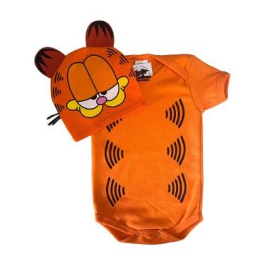 Imagem de Body Bebe Menino Gatinho Laranja  + Touca - Mesversário - RL, M