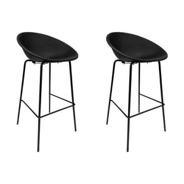Imagem de Kit 2 Banquetas Drops Preto - Rivatti