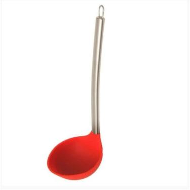 Imagem de Concha de Silicone e Cabo em Inox Utensilio de Cozinha - Unyhome, Verm