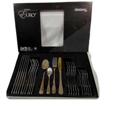 Imagem de Jogo Talheres Faqueiro 24 Peças Inox Original Line Euro Faqueiro com 2
