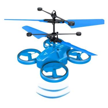 Imagem de Mini Drone Voador Azul Recarregável C/ Sensor de Movimento - Castela -