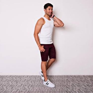 Imagem de Bermuda Masculina Esporte Fino em Sarja - I.Con, Vinho, 42