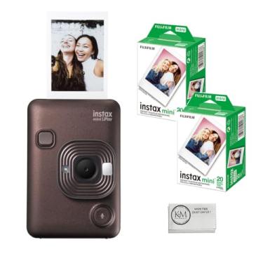 Imagem de FUJIFILM Câmera instantânea INSTAX Mini LiPlay | Bronze com película instantânea INSTAX Mini | 40 exposições + pano de limpeza (4 itens)