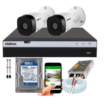 Imagem de Kit CFTV Intelbras HD 2 Câmeras VHC 1120B DVR MHDX 3104 C/HD