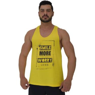 Imagem de Regata Menos Cavada Masculina MXD Conceito Smile More Worry Less, GG, 