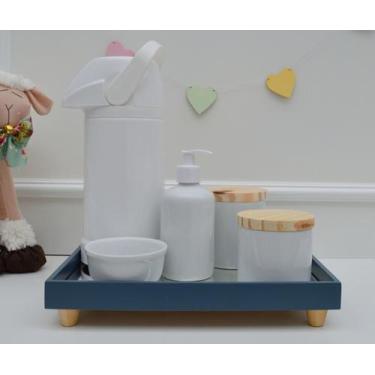 Imagem de Kit Higiene Porcelana Bebê K194 Bandeja MDF Tampa Pinus - Ciranda - ar