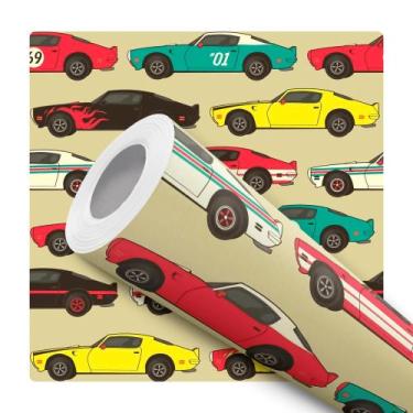 Imagem de Papel De Parede Adesivo Lavável Infantil Menino Carros Desenho Colorid