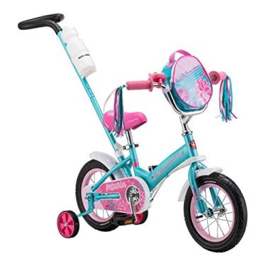 Imagem de Schwinn Petunia Steerable Kids Bike, Girls Starter Bicycle, 30 cm, Rodas de Treinamento, Alça de Empurrar com Suporte de Garrafa de Água, Azul-petróleo