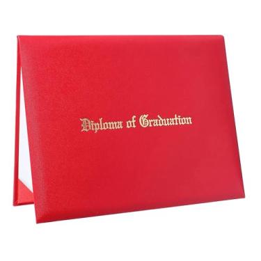 Imagem de MyGradDay Capa de diploma impressa, 21 x 28 cm, capa de certificado de graduação, couro liso, tamanho carta vermelha
