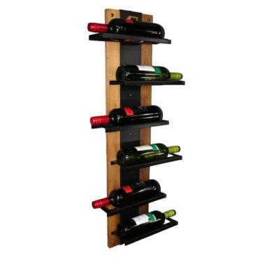 Imagem de ADEGA DE PAREDE PARA 06 GARRAFAS EM AÇO E MADEIRA IMBUIA - ALL STYLE
