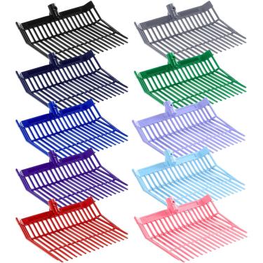 Imagem de Lasnten 10 peças de cabeça de garfo de estrume 18 dentes cabeça de garfo de passo com parafusos e porcas, cabeça de substituição de plástico ABS estável durável forcados para jardinagem cavalos