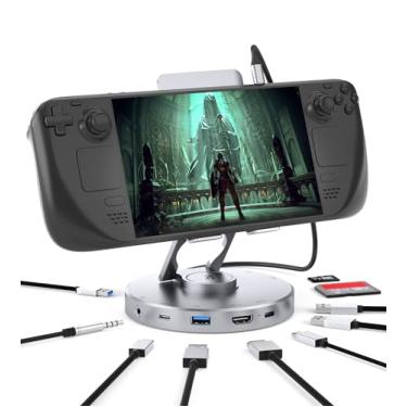 Imagem de Estação de ancoragem para Steam Deck ROG Ally - 10 em 1 Stream Deck Dock com HDMI 2.0 4K @60Hz, SD/TF, áudio de 3,5 mm, PD 100W, 3 USB-A 3.0 e porta USB-C de carregamento de velocidade total