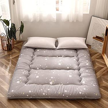 Imagem de Colchão de futon de chão japonês de constelação cinza, tatame, tapete de chão portátil, colchão de acampamento para crianças, almofada de dormir dobrável, dobrável, espreguiçadeira, sofá, cama com protetor de colchão tamanho completo