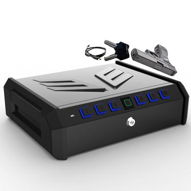 Imagem de Cofre Portátil Para Armas, Cofre Com Senha/impressão Digital/chave, Proteção Tripla De Segurança, Para Pistolas, Munições, Passaportes, Dinheiro, Discos Rígidos Móveis