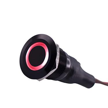 Imagem de Interruptor de LED antivandalismo pré-conectado (25 mm, caixa preta, LED vermelho)