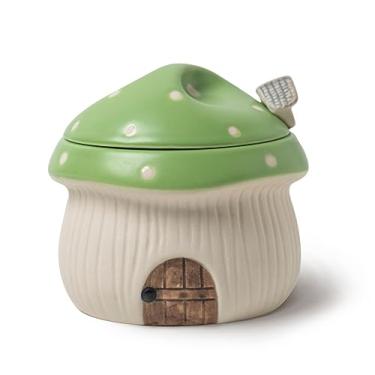 Imagem de RESVUGA Açucareiro de Cerâmica com Tampa e Colher, Design Fofo de Casa de Cogumelo. Pote de Porcelana para Armazenamento de Temperos, 14 Onças. (Verde)