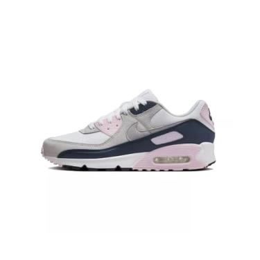 Imagem de Nike Tênis masculino Air Max 90 (DM0029-106, branco/espuma rosa/azul marinho/cinza lobo) tamanho 42
