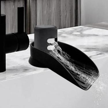 Imagem de Capa preta de lacuna de ar para lava-louças, proteção contra respingos de silicone, extensor de bico de transbordamento de 4° ajuda na drenagem para manter as bancadas secas e limpas