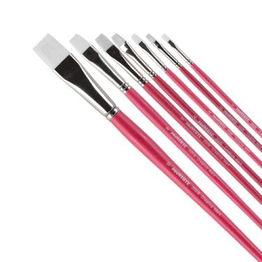 Imagem de Creative Mark Pincéis de tinta acrílica de filamento macio Pro White - Conjunto sortido de 7 - virola sem costura - Pincéis curtos de madeira para pintura acrílica guache, óleos e caseína