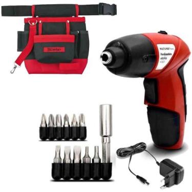 Imagem de Parafusadeira a Bateria 4,8V com Kit 11 Pçs MULTILASER e Bolsa de Cint