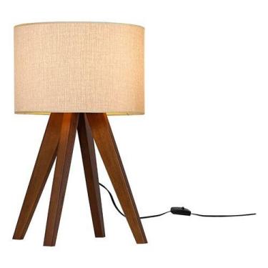 Imagem de Abajur Luminária De Mesa Bivolt Madri Com Pés De Madeira  - Mobigu, Pa