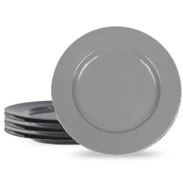 Imagem de 24 Prato em Melamina Cinza 25,5cm Buffet Restaurante Hotel - Fx