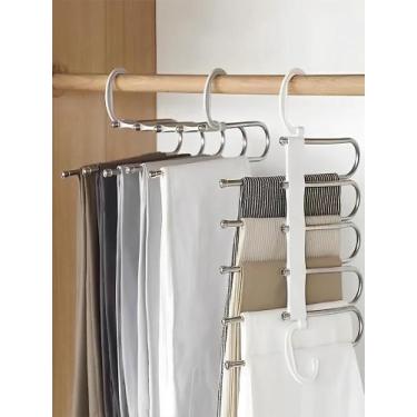 Imagem de Cabide Multiuso para Calças Organizador em Aço Inox com 5 Divisórias M