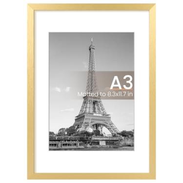 Imagem de Porta-retrato A3 upsimples, exibição de fotos de 21 x 29,7 cm com paspatur ou 29,7 x 41,9 cm sem paspatur, galeria de parede, pôster, dourado, 1 unidade