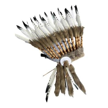 Imagem de APLVFFZH Chapéu com Penas para Eventos, Acessório Nativo Americano, Preto e branco