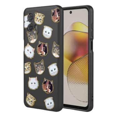 Imagem de KOARWVC Capa de telefone para Moto G73, Motorola G73 XT2237 capa fofa com design de padrão de gato fino protetor macio TPU bumper capa de telefone para Motorola Moto G73 gato preto
