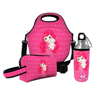 Imagem de Kit Escolar Infantil Lancheira Térmica + Necessaire Plus + Squeeze de Alumínio – ISOPRENE – Me-Unissex