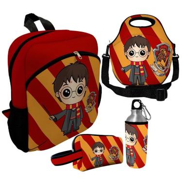 Imagem de Kit Escolar Infantil Mochila de Costas + Lancheira Térmica + Necessaire Plus + Squeeze de Alumínio-Unissex