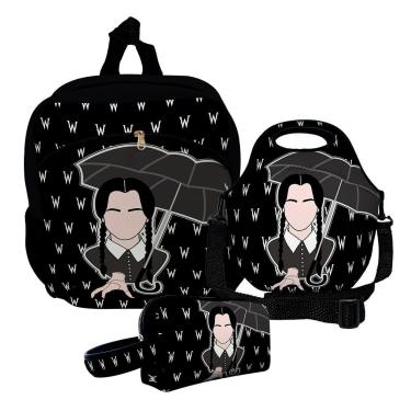 Imagem de Kit Escolar Mochila de Costas + Lancheira + Necessaire Plus – ISOPRENE – Menina Família Monstro-Unissex