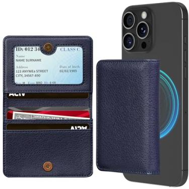 Imagem de LOHASIC Carteira magnética para celular compatível com MagSafe, serve para mais de 10 cartões com bloqueio de RFID, carteira de couro PU para iPhone 16/15/14/13/12 Pro Max Plus Series, Azul, Negócios