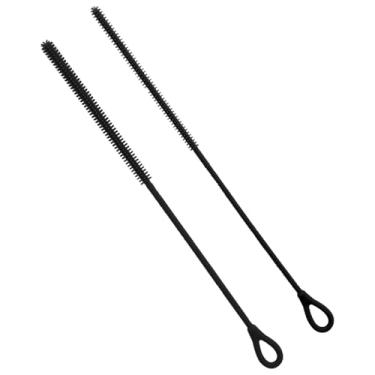 Imagem de 2 pincéis de canudo de silicone, limpadores de palha extra longos de 6 mm e 9 mm, reutilizáveis, escova de limpeza dobrável, limpador de cachimbo para canudos de vidro e metal (preto)