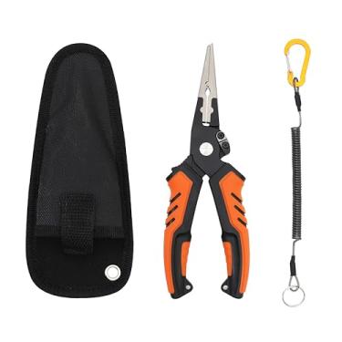 Imagem de Tanzoii Alicate de garra de lábio de peixe - Equipamento de pesca de 20 cm para água salgada com removedor de gancho, alicate de anel dividido, cortador de linha, presentes de pesca para homens