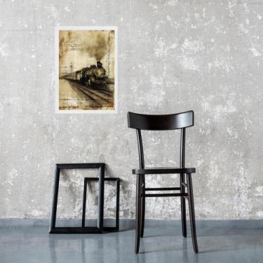 Imagem de Quadro Decorativo Trem Maria Fumaça Retrô 33x24cm - com vidro - Quadro